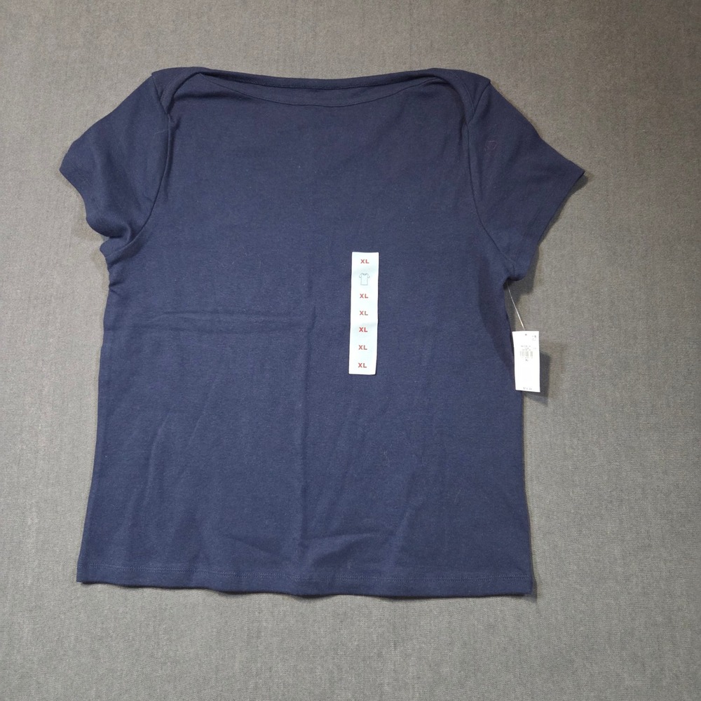 Old Navy Snug T-Shirt Womens XL Navy Blue Boat Neck Short Sleeve 843336-08